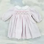 Petit Ami Fully Smocked Dress with Peter Pan Collar - Pink