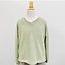 Hayden Girls Brushed Fuzzy Ribbed V Neck Knit Top in Sage