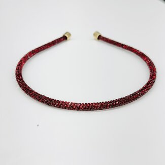 Azarhia Thin  Rhinestone Headband - Maroon