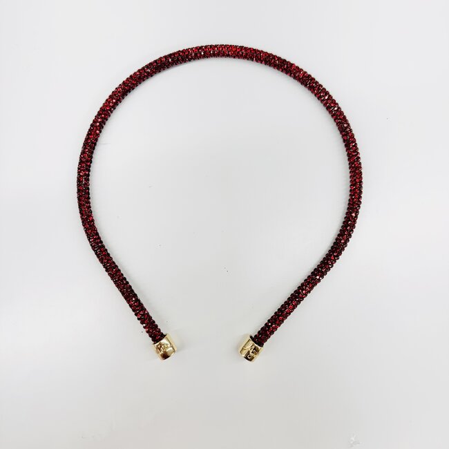 Azarhia Thin  Rhinestone Headband - Maroon