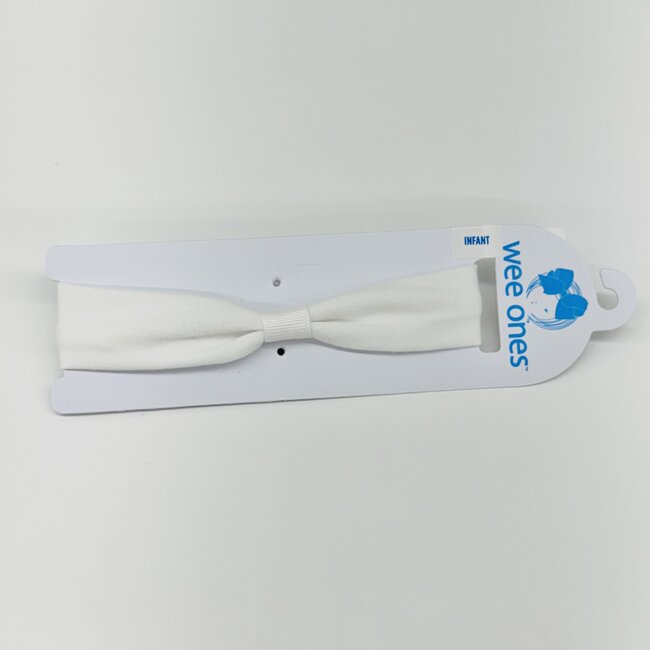 Wee Ones Add-A-Bow Cotton Jersey Hair Wrap White / Infant (6-24M)