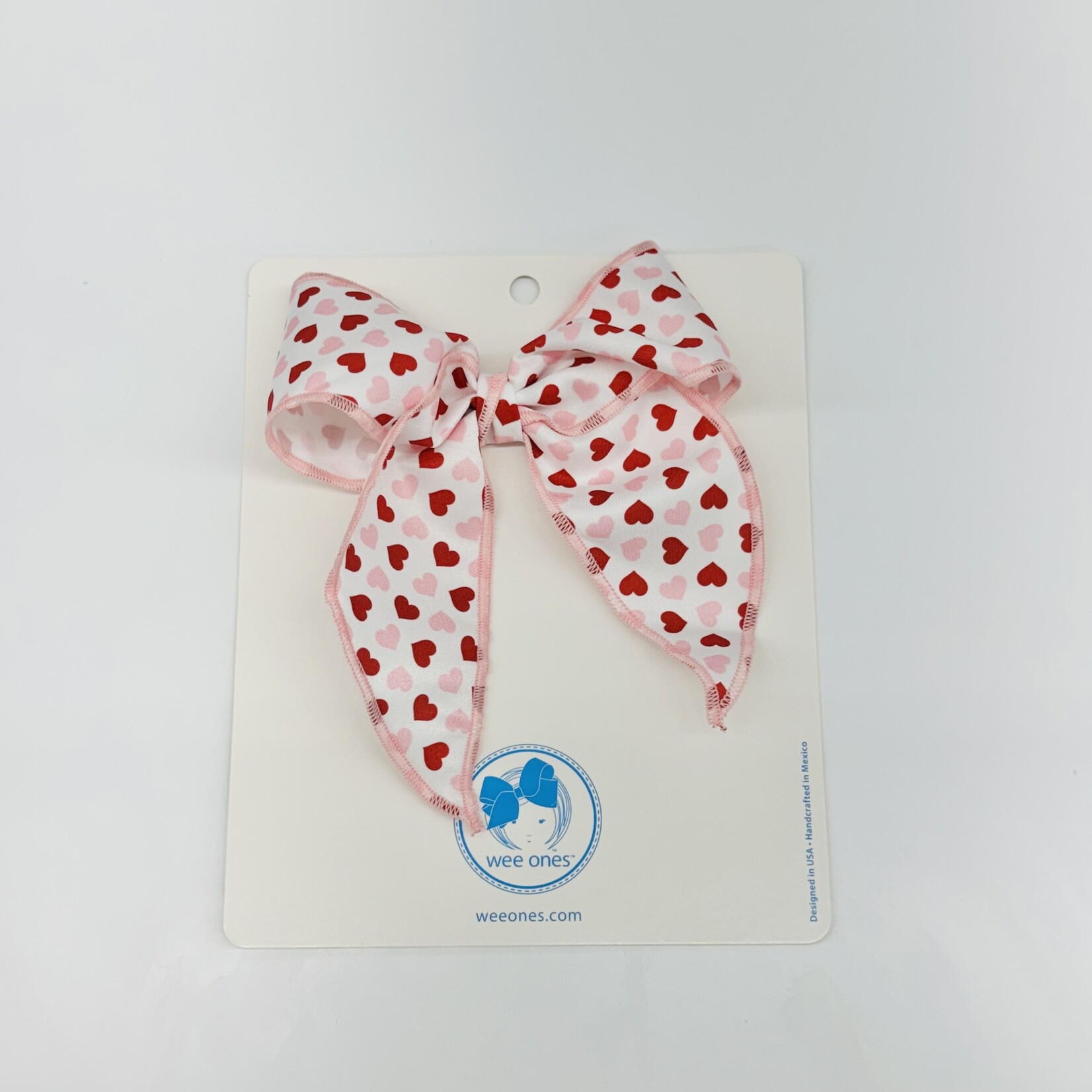 Wee Ones Medium Microfiber Heart Printed Bowtie with Twisted Wrap & Whimsy Tails