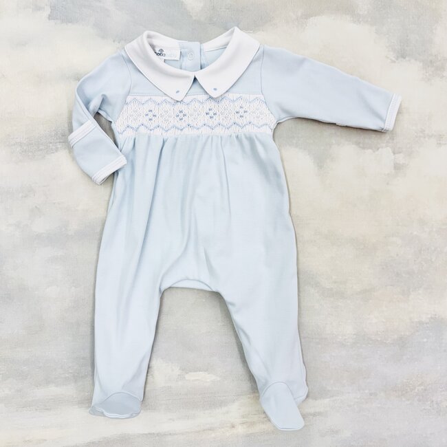 Magnolia Baby Emily & Ethan Smocked Collared Footie - Light Blue