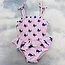 Ruffle Butts Peplum Smocked Bodice One Piece - Pink Whale Friends