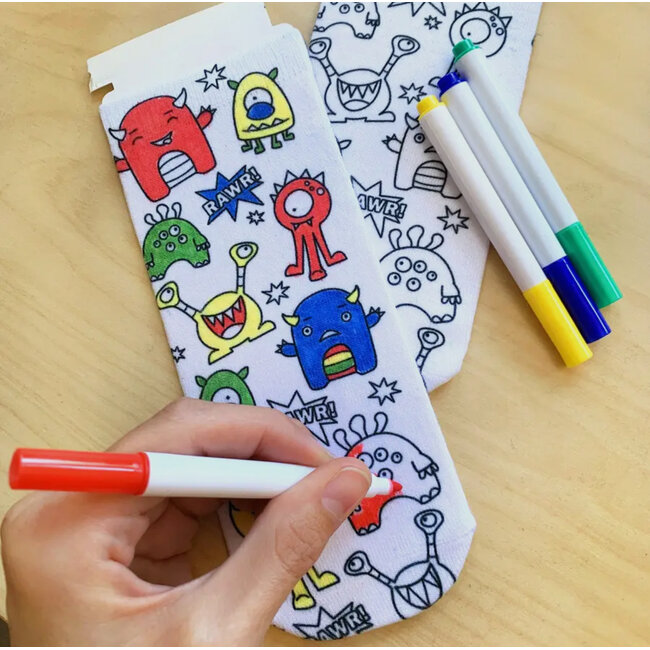 Ankle Socks - DIY Coloring Kit- Monster Mania