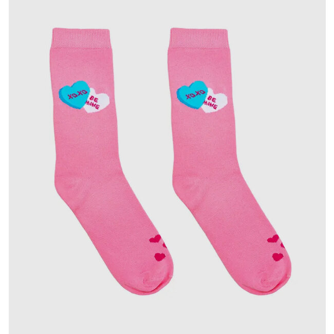 3D Packaged Crew Socks - Be Mine VDay Hearts