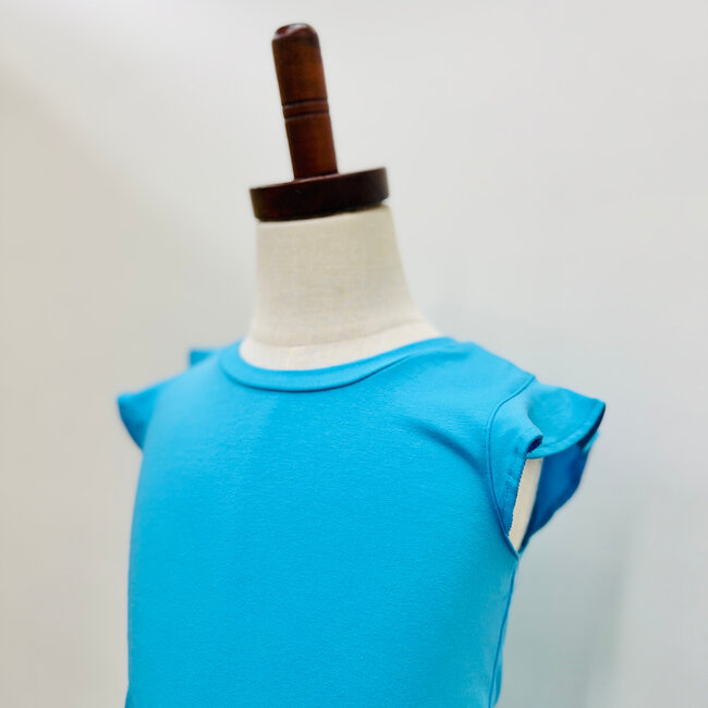 Azarhia Ruffle Shirt in Solid Turquoise