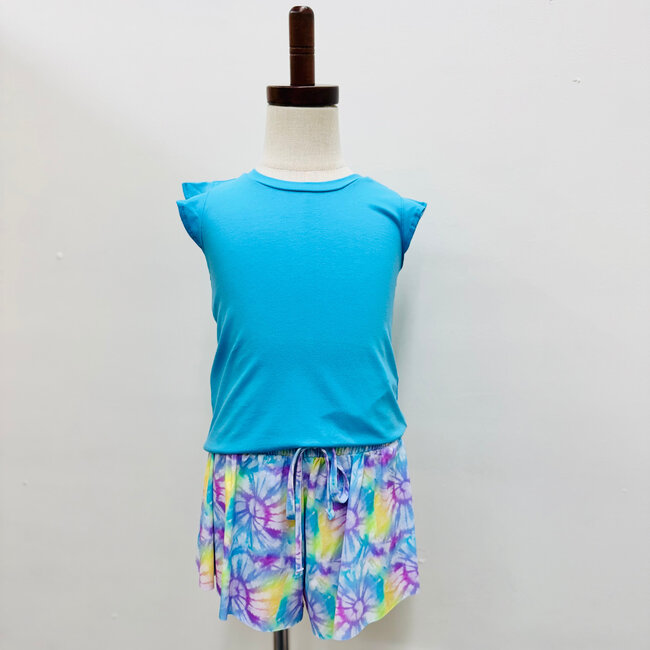 Azarhia Ruffle Shirt in Solid Turquoise