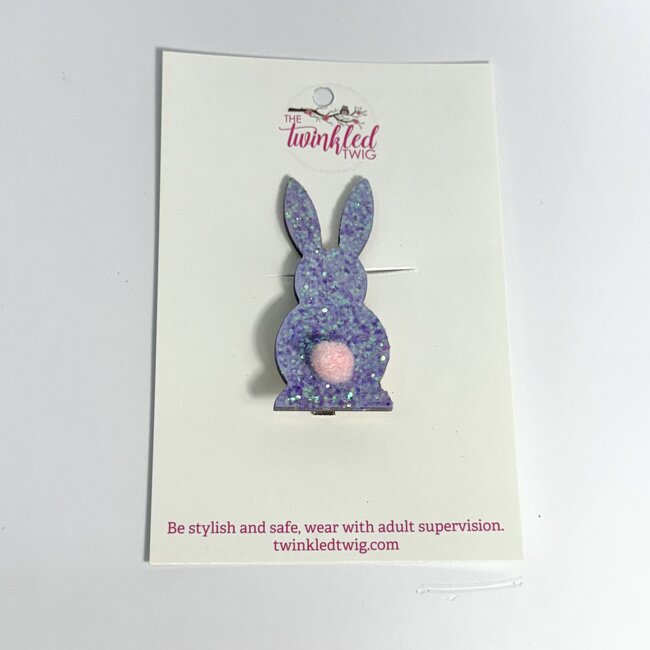 Lavender Glitter Bunny Alligator Hair Clip