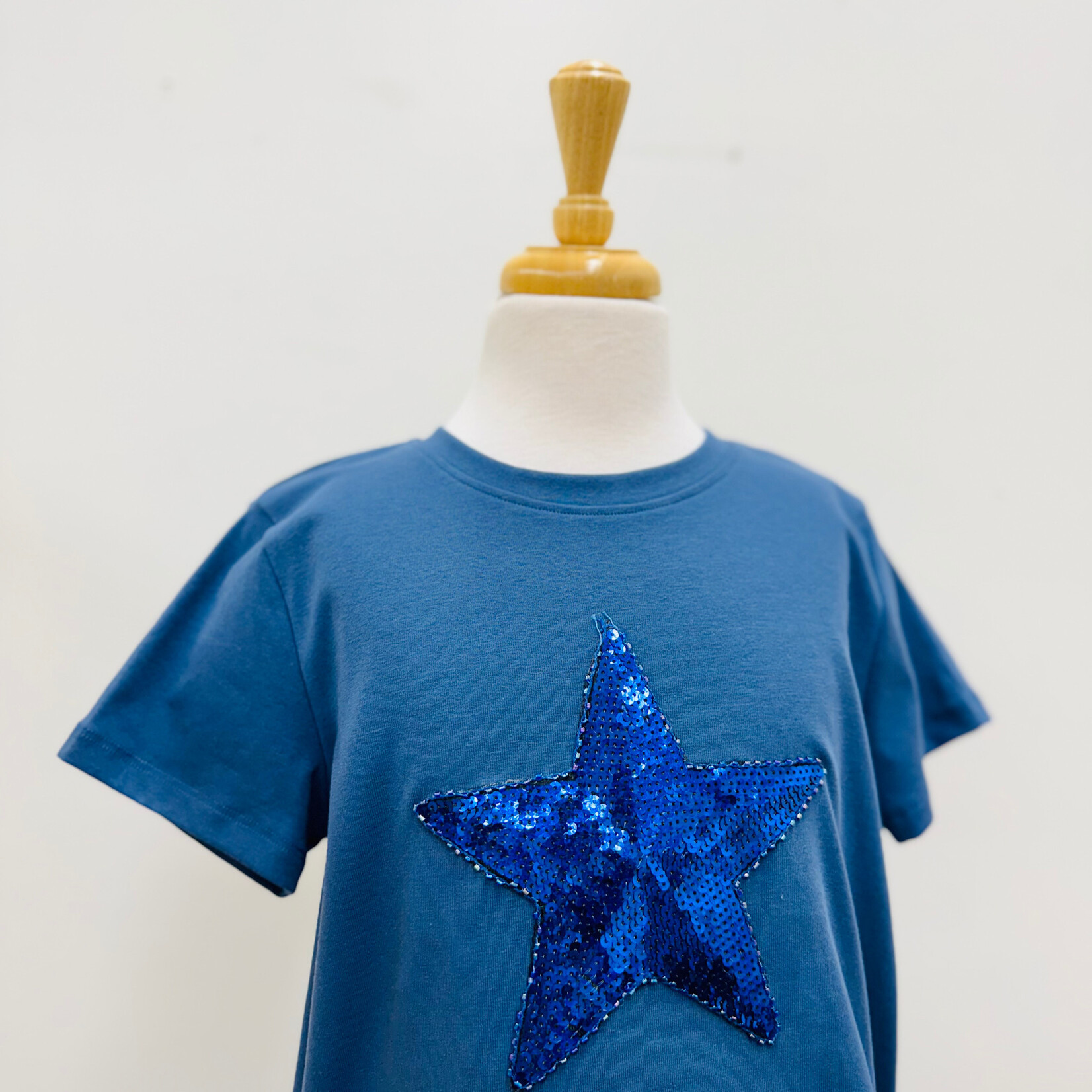 Hayden Girls Sequin Star Patch Knit Tee- Navy