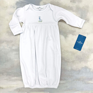 Magnolia Baby Vintage Giraffe Light Blue Gathered Gown