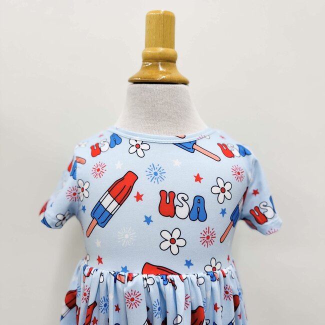 Mila & Rose Proudly Patriotic S/S Twirl Bodysuit
