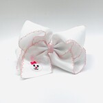 Wee Ones King Grosgrain Bow with Moonstitch Edge & Easter-inspired Embroidery on Tail