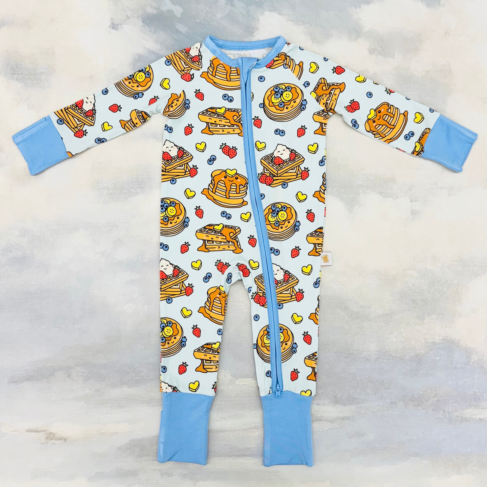 Toast & Jams Blue Waffly Zip Romper
