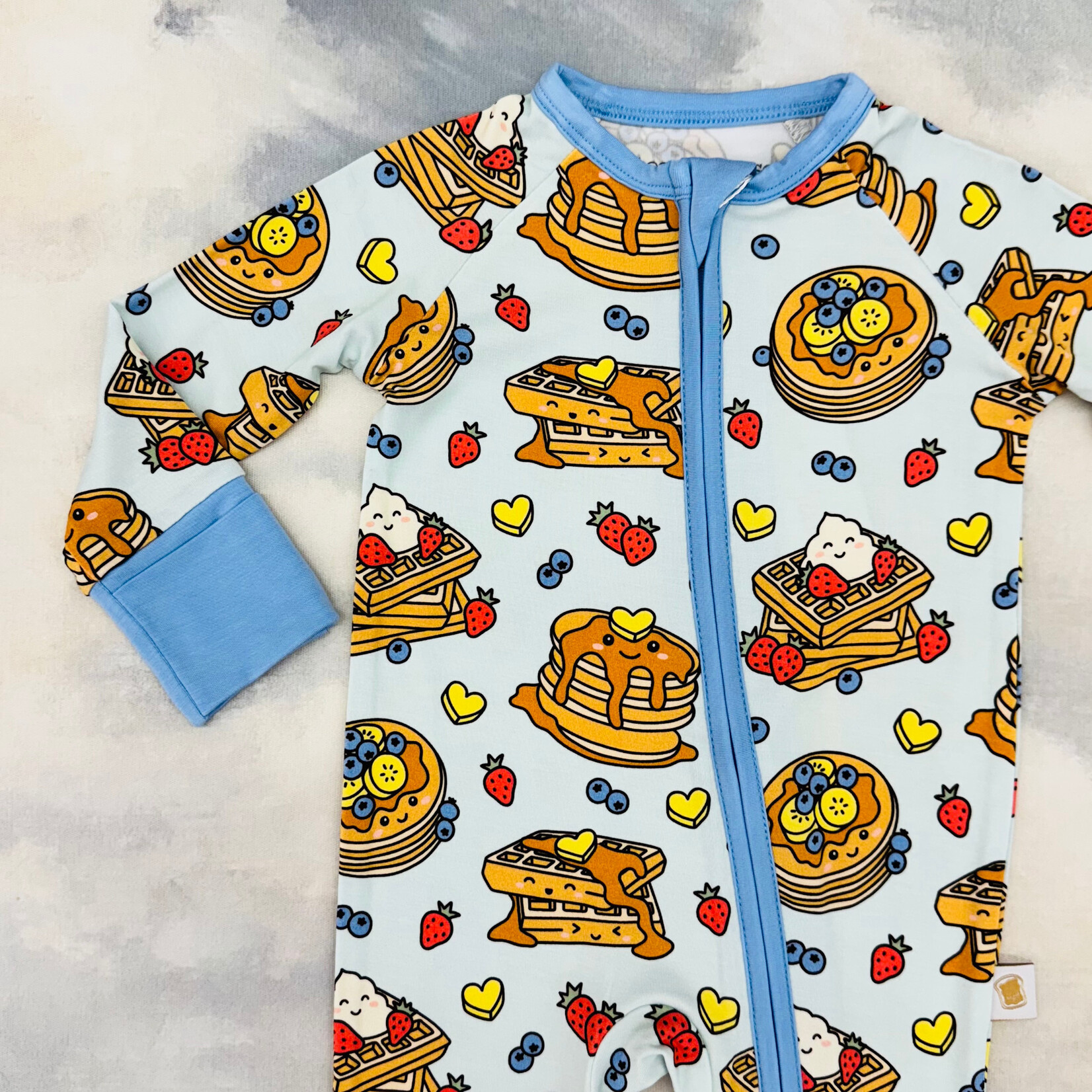 Toast & Jams Blue Waffly Zip Romper