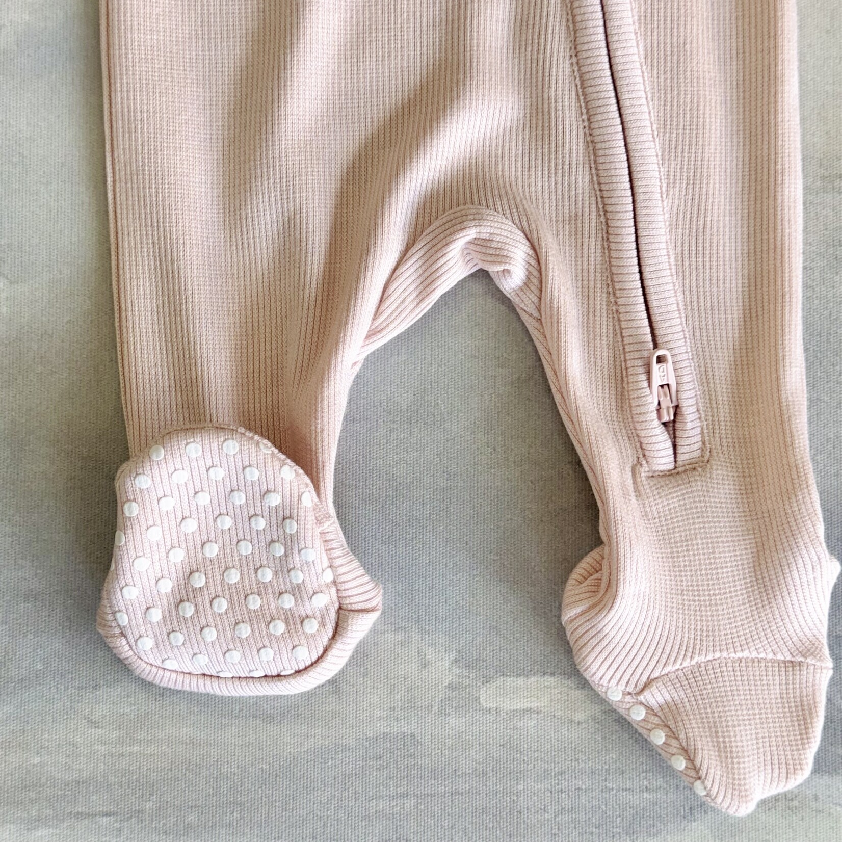 Angel Dear Solid Rose Smoke Rib 2-Way Zipper Footie