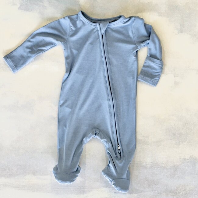 Angel Dear Solid Country Blue 2-Way Zipper Footie