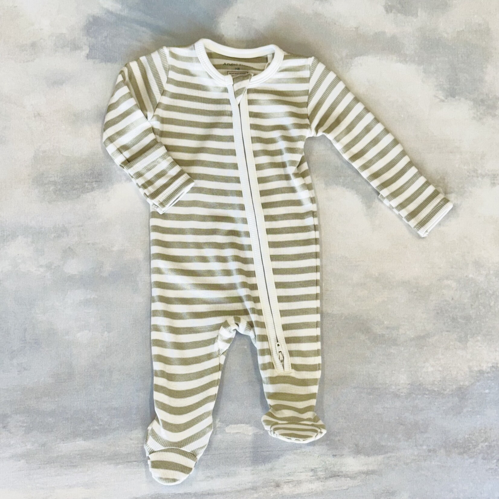 Angel Dear Stripe Sage 2-Way Zipper Footie