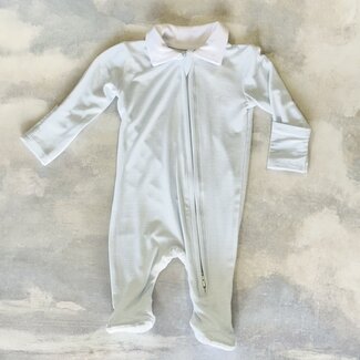 Angel Dear Stripe Classic Blue Polo 2-Way Zipper Footie