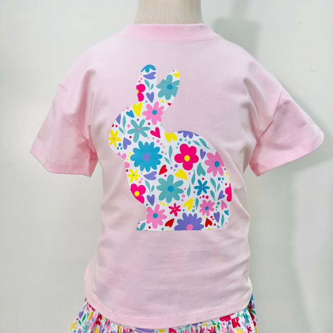 Azarhia Floral Bunny on Light Pink Boxy Tee