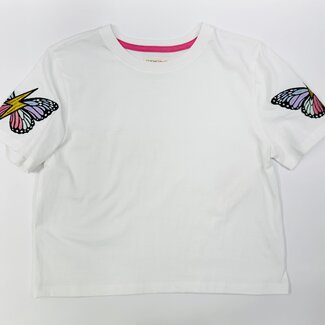 Paper Flower Butterfly Embroidery Shirt