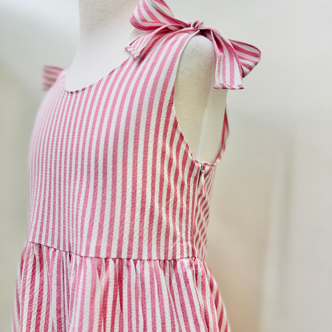 Molly Bracken Pink Striped Short Jumpsuit