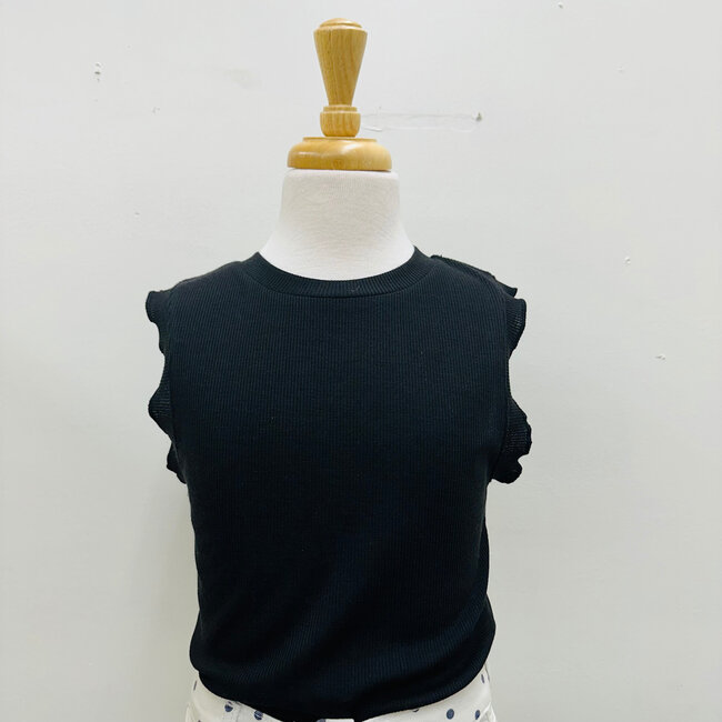 Molly Bracken Black Ruffle Tank Top