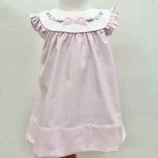 Sweet Dreams Pink Embroidered Bow & Flowers Dress