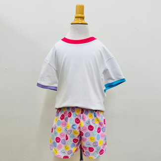 Azarhia Ringer Boxy Tee in Turquoise, Hot Pink, & Lavender
