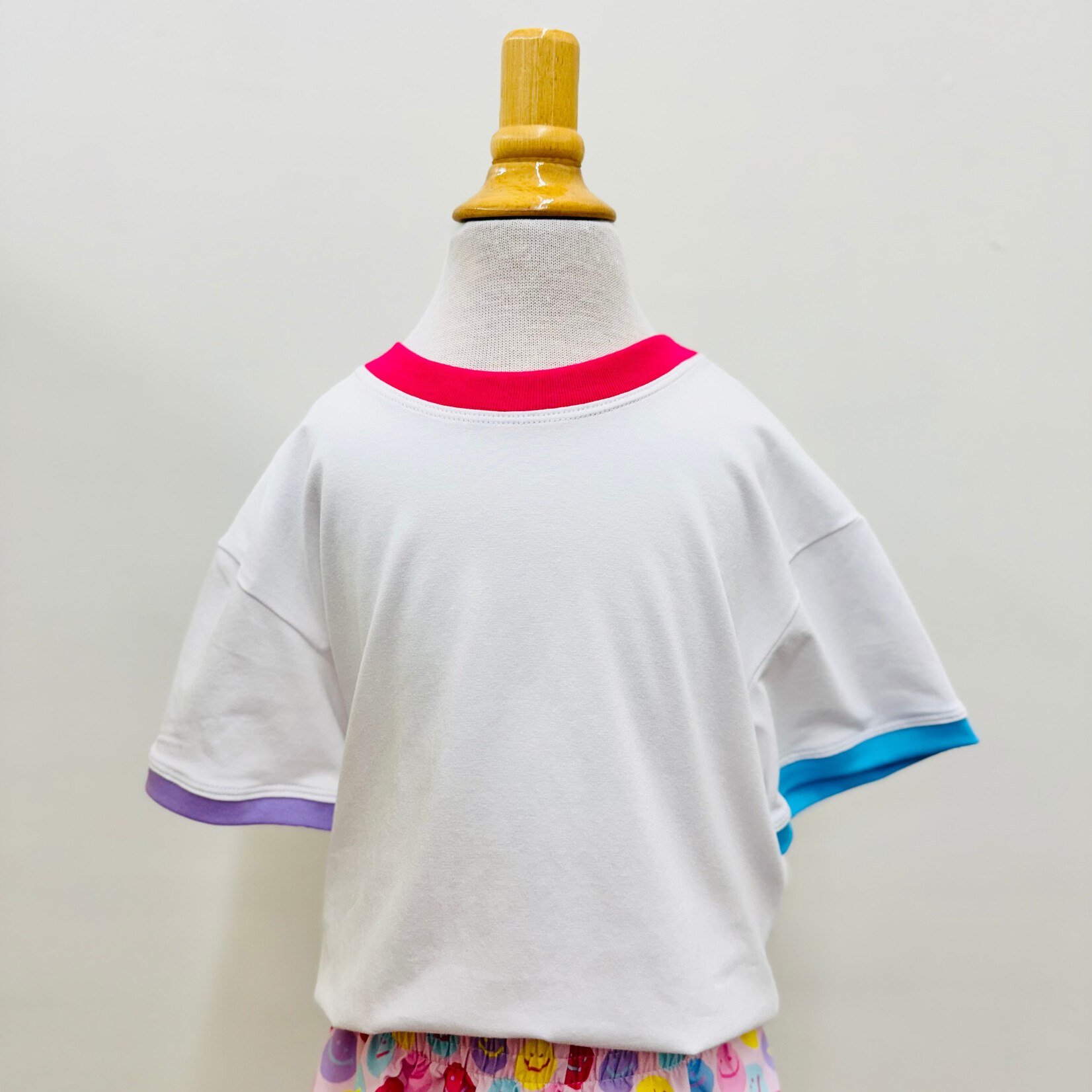 Azarhia Ringer Boxy Tee in Turquoise, Hot Pink, & Lavender