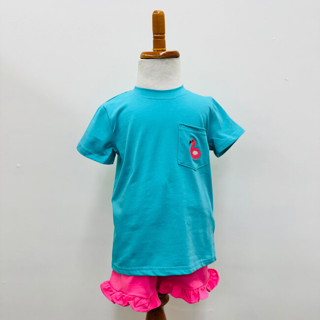 Itsy Bitsy Flamingo Floatie Pocket Tee