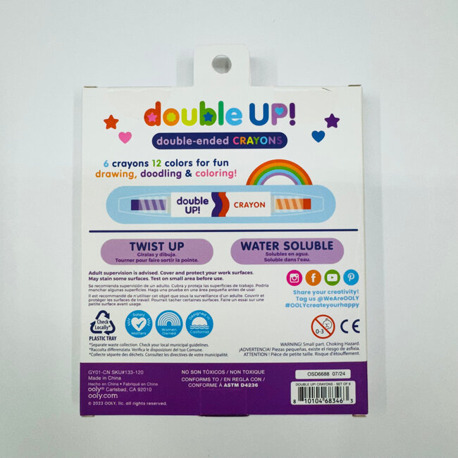 Ooly Double Up!: Double-ENded Crayons (Set of 6/ 12 Colors)