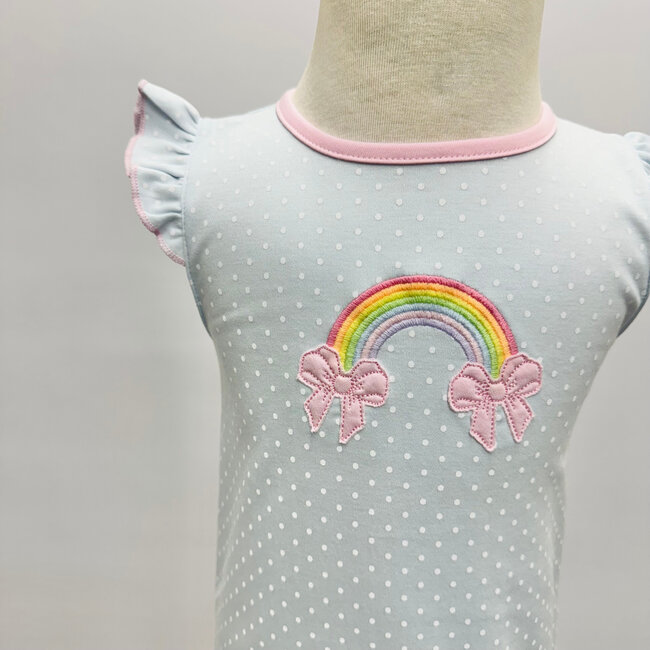 Magnolia Baby Rainbow Wishes Applique Pink Flutters Playsuit