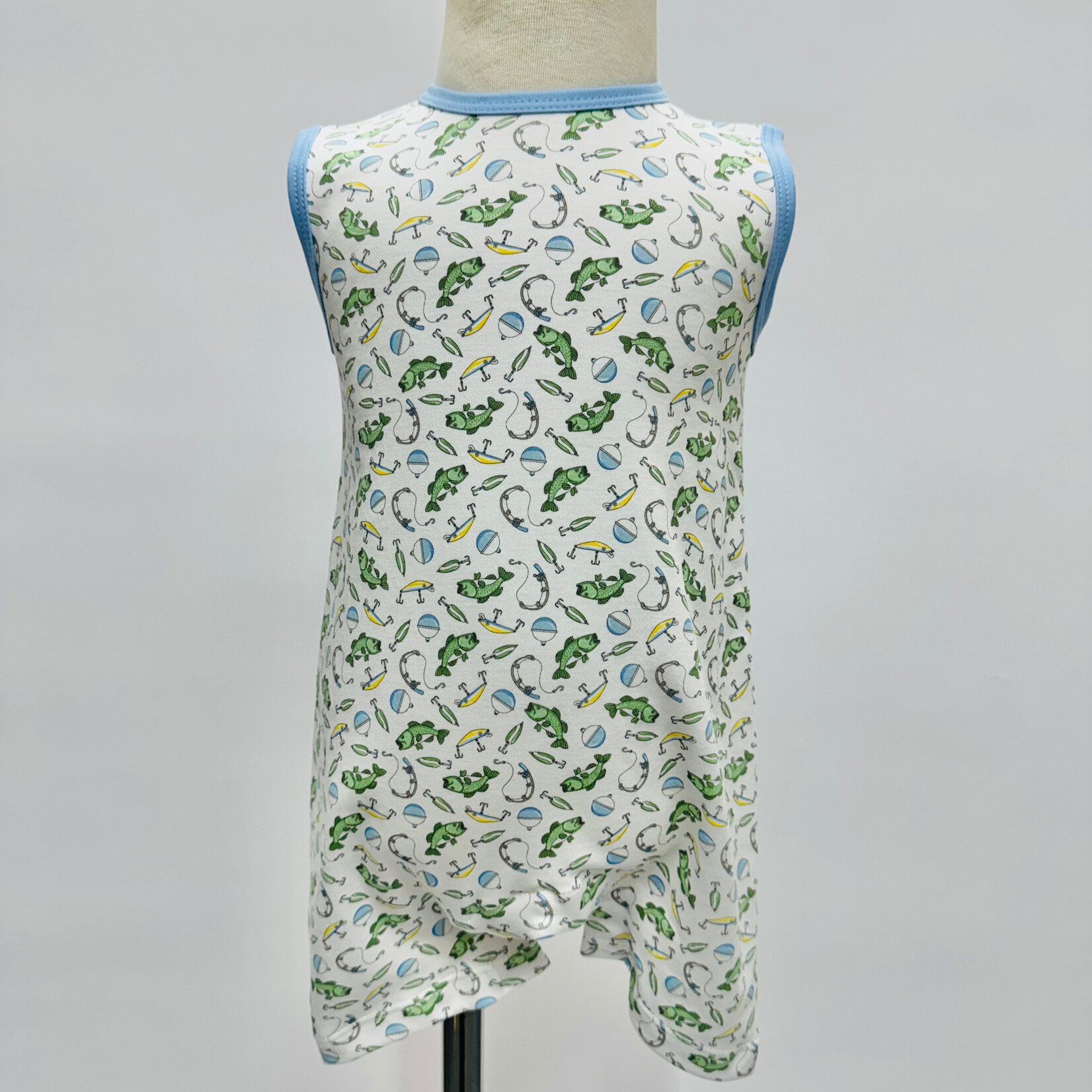 Magnolia Baby Hook, Line, & Sinker Light Blue Printed Playsuit