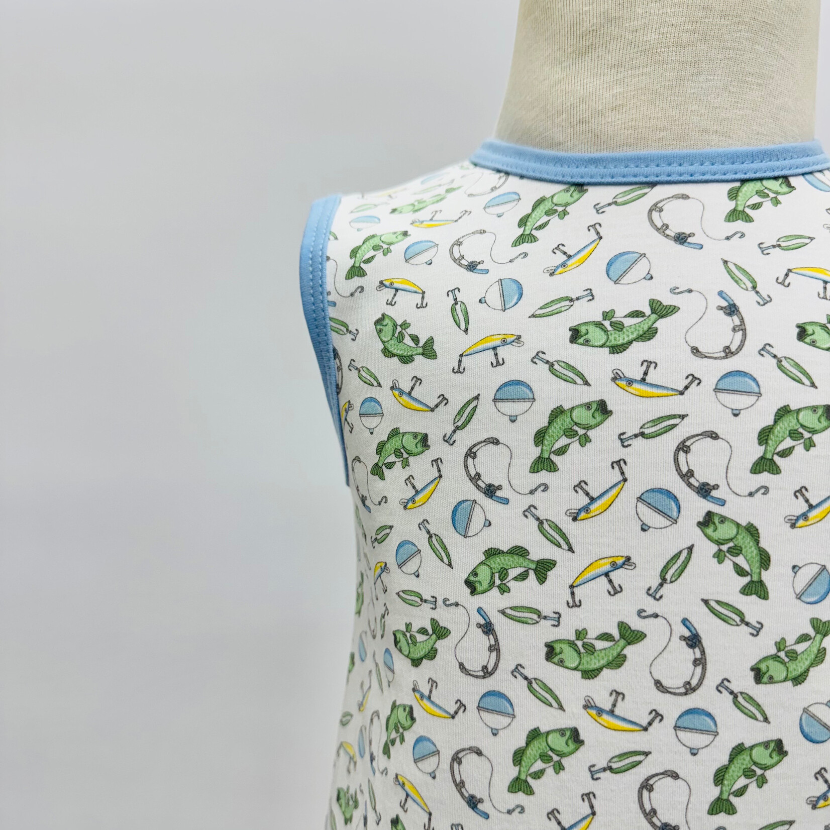 Magnolia Baby Hook, Line, & Sinker Light Blue Printed Playsuit