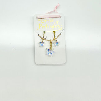 Great Pretenders Boutique Holographic Star Necklace & Clip On Earrings Set
