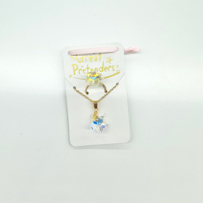 Great Pretenders Boutique Holographic Star Necklace & Ring Set