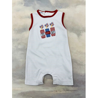Magnolia Baby Pop! Boom! Bam!  Applique Short Playsuit