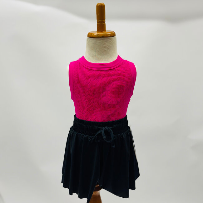 Suzette Collection Smocking Sleeveless Tank - Barbie Pink