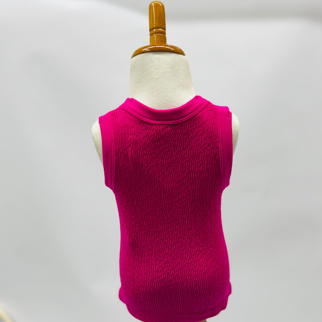 Suzette Collection Smocking Sleeveless Tank - Barbie Pink
