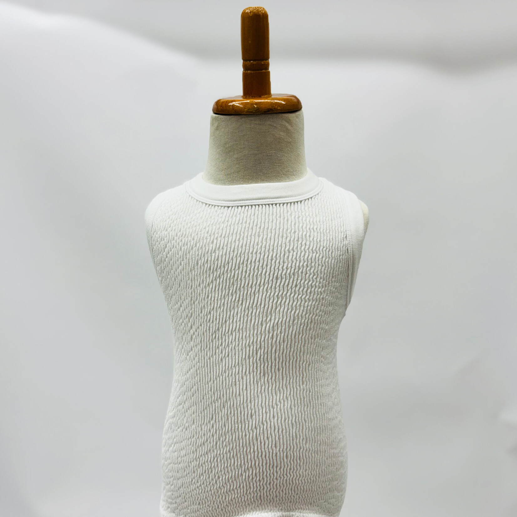 Suzette Collection Smocking Sleeveless Tank - White