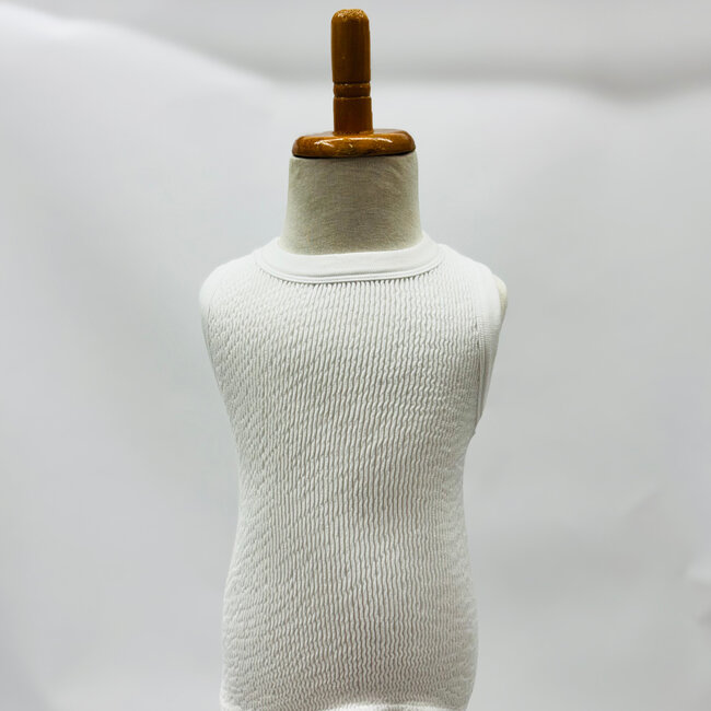 Suzette Collection Smocking Sleeveless Tank - White