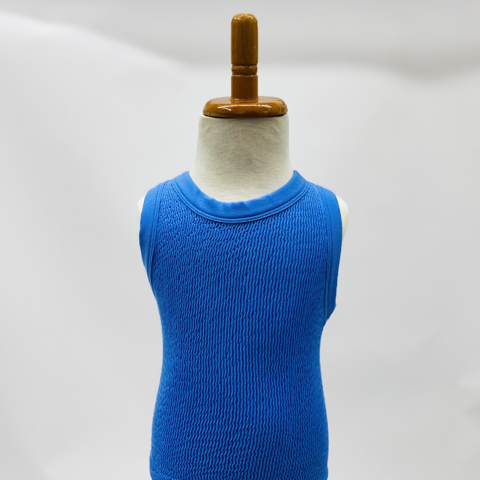 Suzette Collection Smocking Sleeveless Tank - Cool Blue