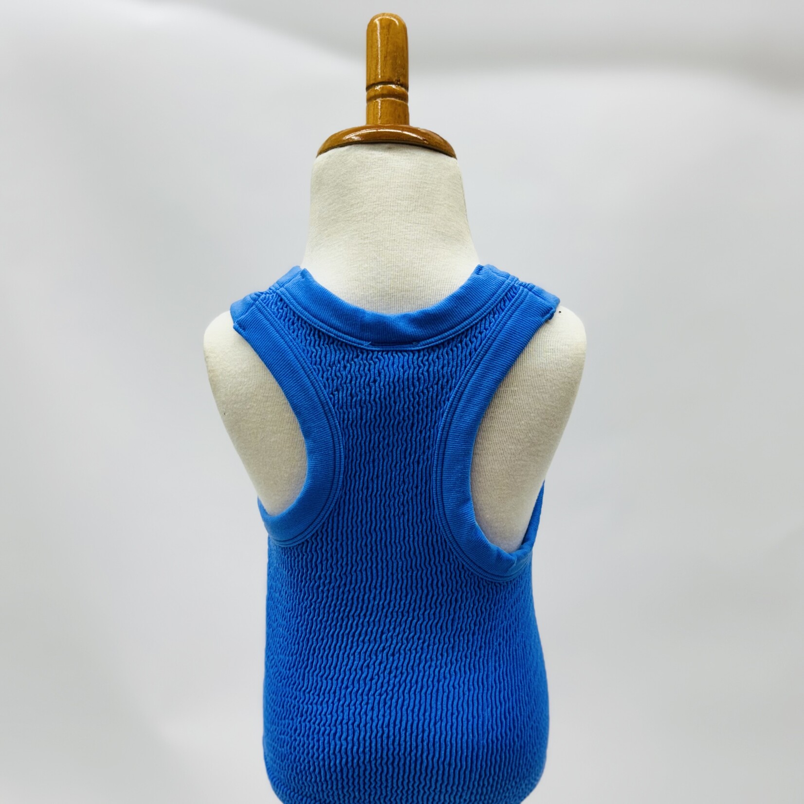Suzette Collection Smocking Sleeveless Tank - Cool Blue