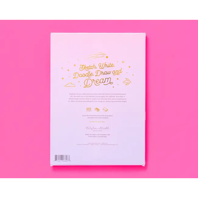 Taylor Elliott Designs Pencil Set - Motivational - Asst Colors - 22 Pc Set