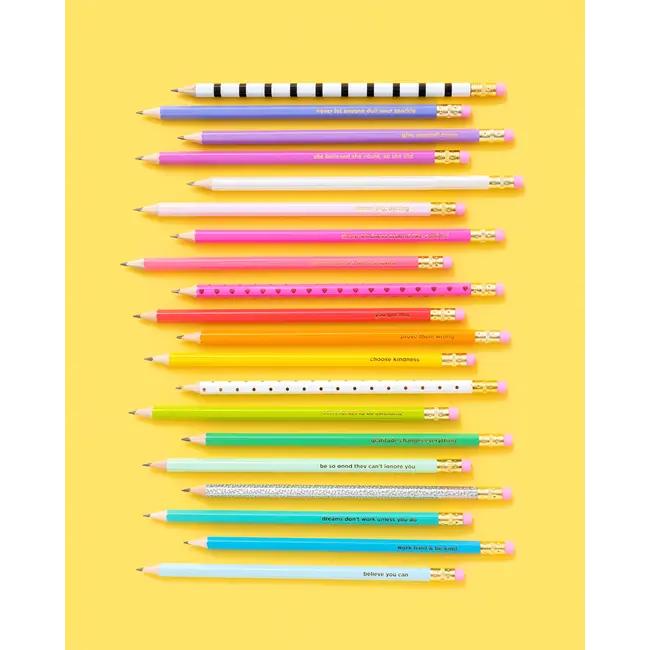 Taylor Elliott Designs Pencil Set - Motivational - Asst Colors - 22 Pc Set