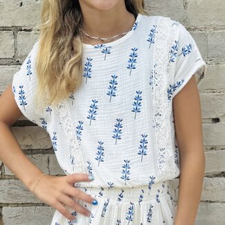 Hayden Girls Crochet Lace Trim Floral Gauze Top (YL 11/12)