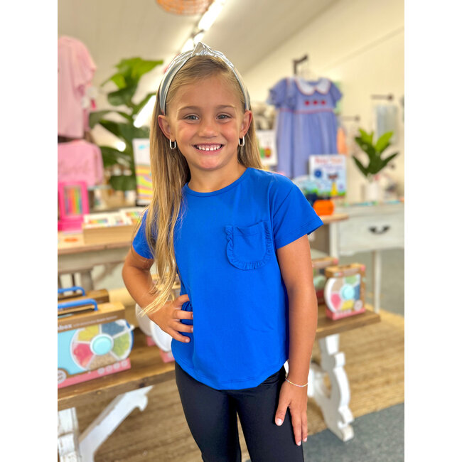 Mila & Rose Royal Blue Ruffle Pocket Tee
