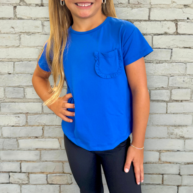 Mila & Rose Royal Blue Ruffle Pocket Tee