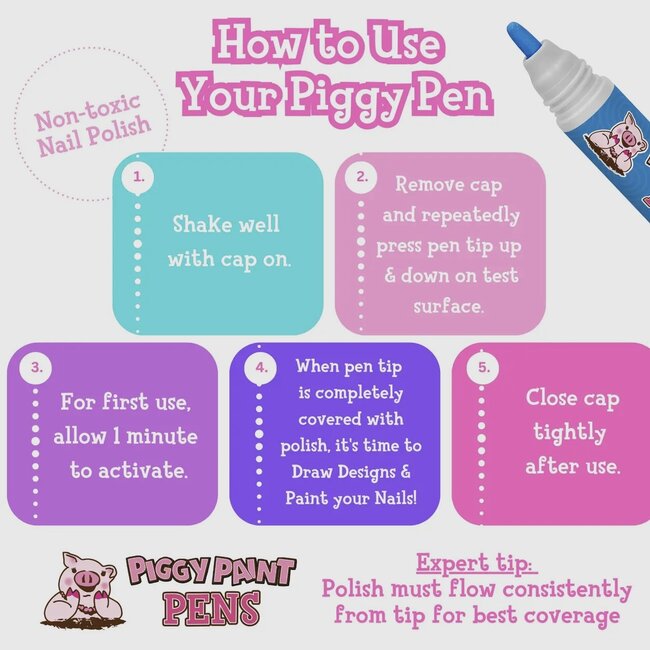 Piggy Paint Piggy Paint Pen Non-Toxic Kids Nail Polish